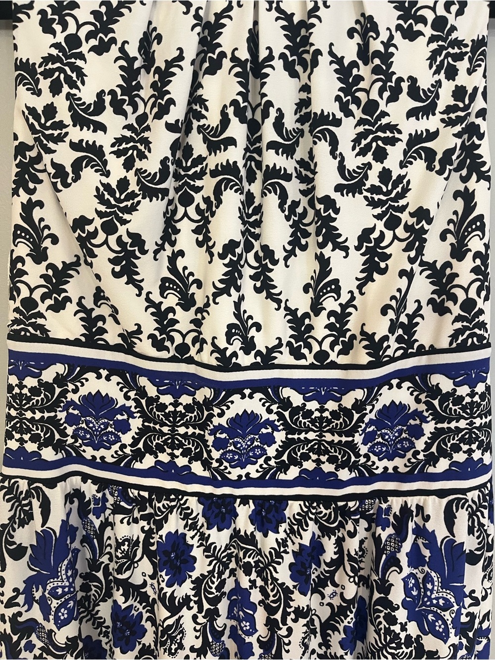 London Times White and Blue Printed Sleeveless Maxi Dress - Picture 2 of 8